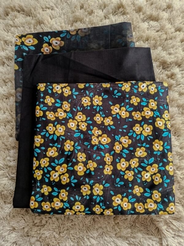 Midnight Floral Chikankari Unstitched Cotton 3-Piece Suit