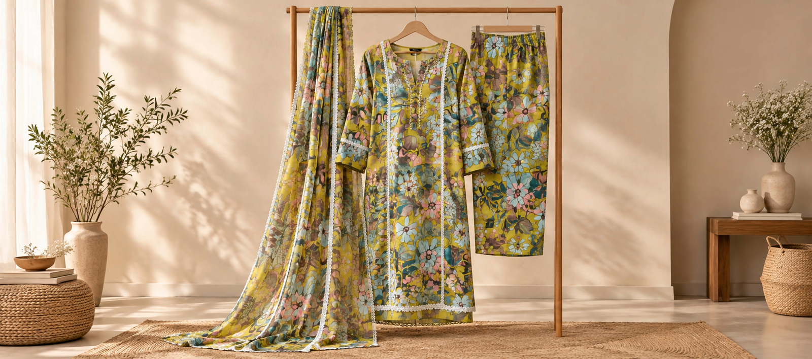 yellow floral suit